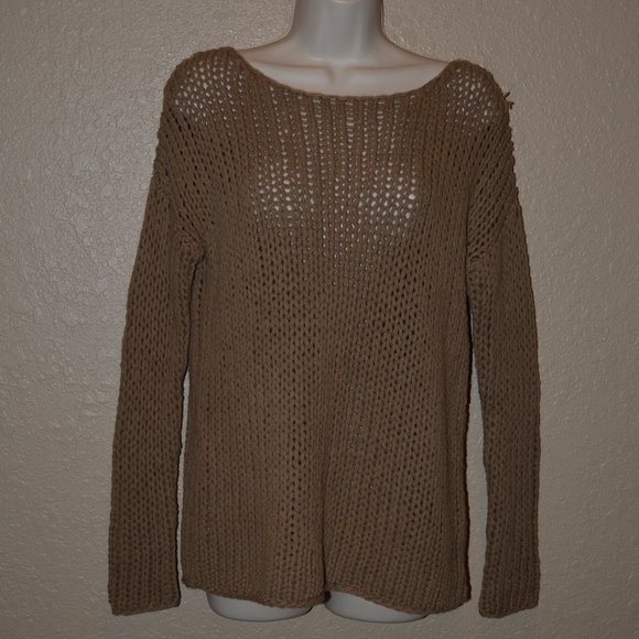$345 Sz XS Vince Brown Loose Knit Long Sleeve Sweater - Picture 1 of 7